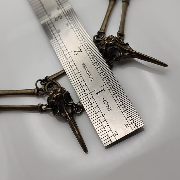 Brass Bird Skull Spike Necklace - Picture 9 of 9